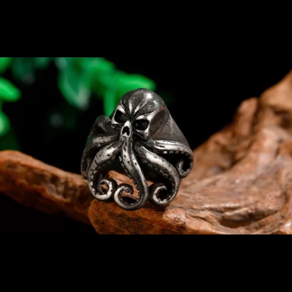 Stainless Steel Antique Octopus Skull Punk Seaman Sailor Rings Men Jewelry Gift